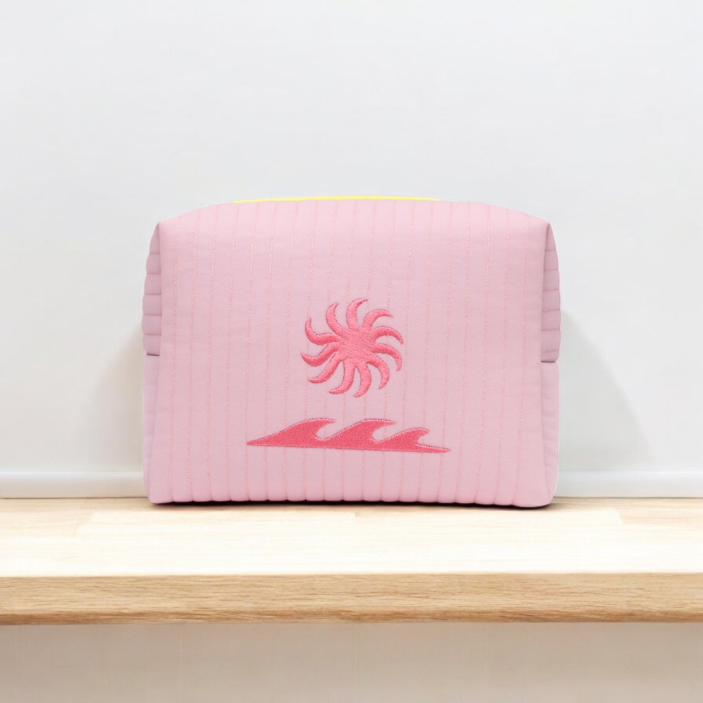 Pink Sun + Wave Cosmetic Bag
